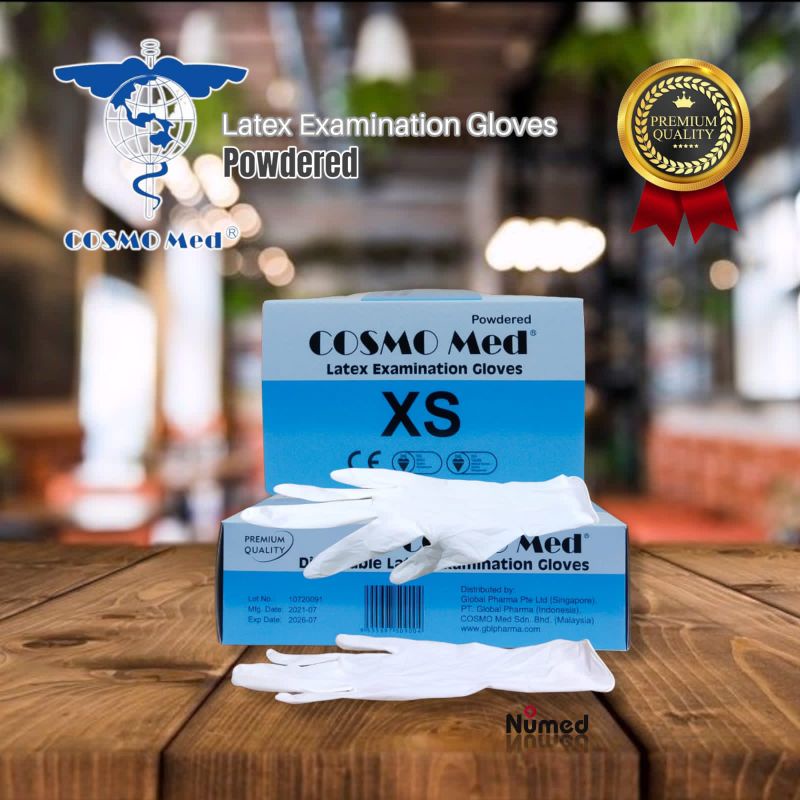 Sarung Tangan Karet Latex Medis Original Cosmo Med / Latex Powder Examination Gloves Cosmomed