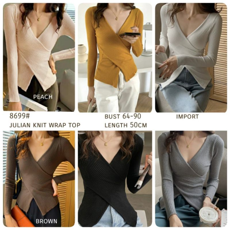 MDLV ~ 8699# Julian Knit Wrap Top Atasan Rajut Kerah V Blouse Korea Blouse Premium Fashion Import