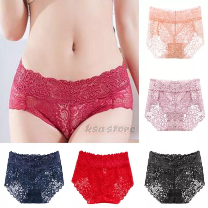 KSA - Celana Dalam wanita lace renda transparan cd brokat bunga CD898