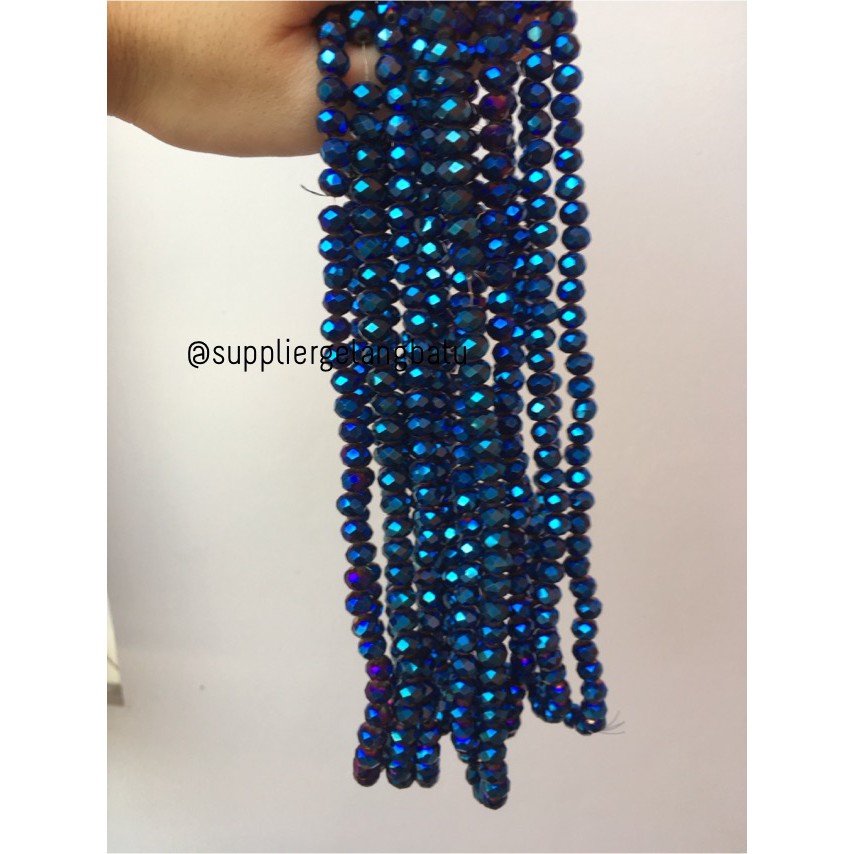 Kristal Ceko Doff 8mm BLUE METALIC biru metalik kilap aksesoris bross supplier kerajinan tangan