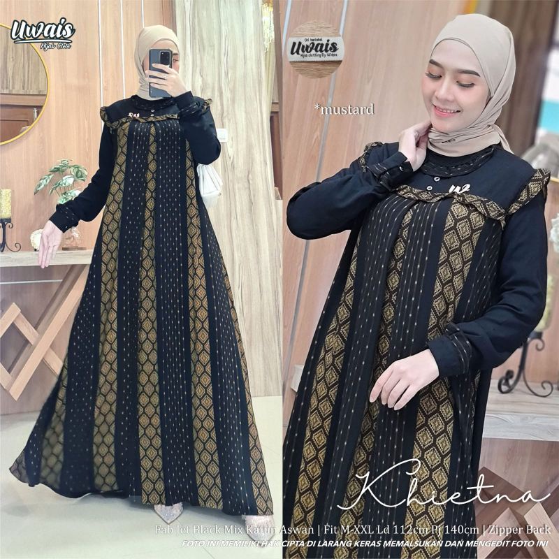 KHIETNA DRESS JETBLACK MIX KATUN ASWAN BY UWAIS