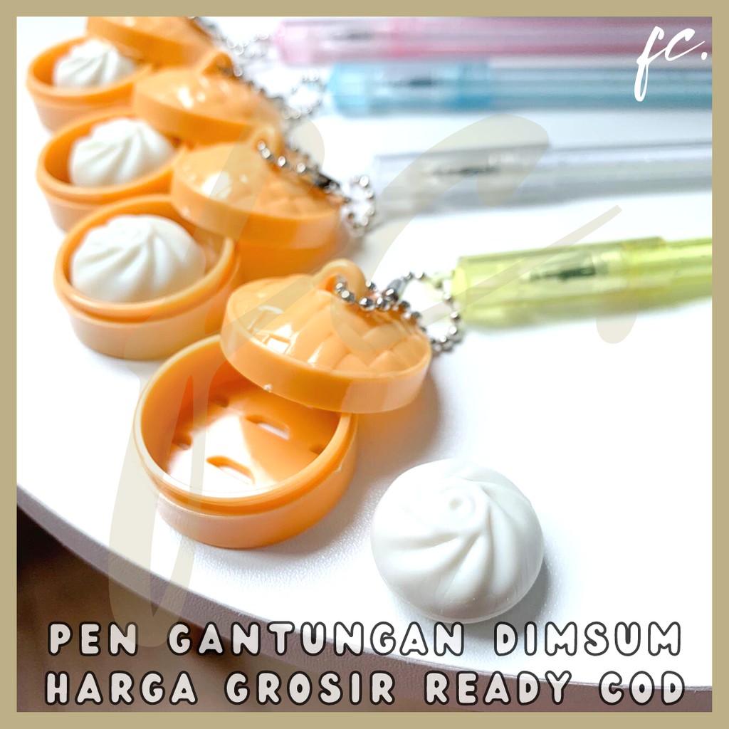 

GROSIR 4 / 8 / 12 pcs / 1 Lusin Pen Gel / Pulpen Tinta Hitam Gantungan Dimsum Xiao Long Bao Mini COD