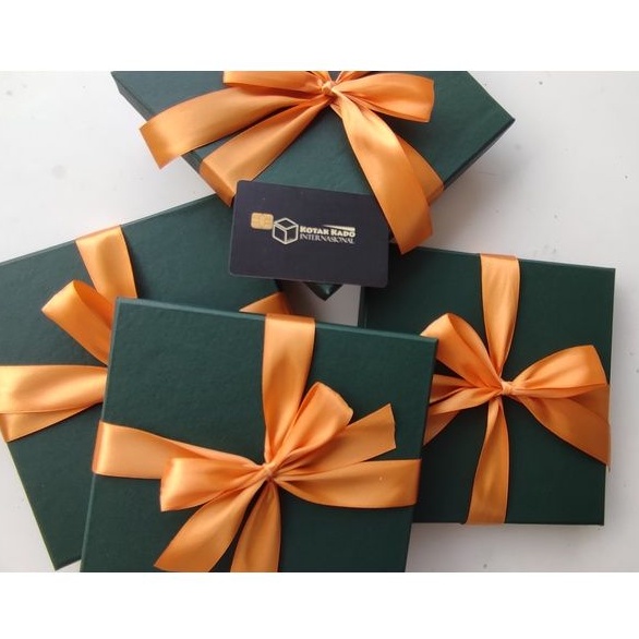 Packaging Hijab Kemasan segiempat souvenir premium kotak exclusive plus pita ready warna hijau PITA 