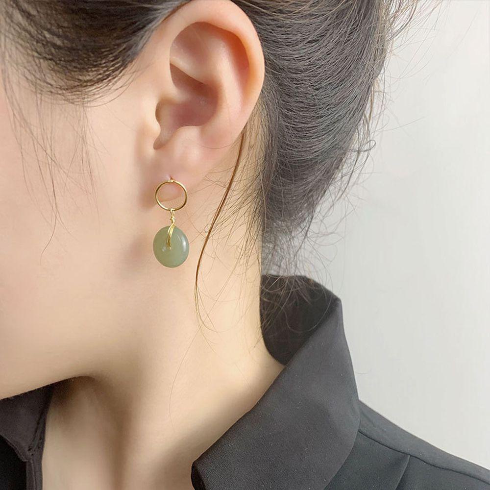 Mxbeauty Anting Wanita Hijau/Putih Retro Chinoiserie Klasik Tren Gadis Untuk Hadiah Ibu Anting Gaya Korea