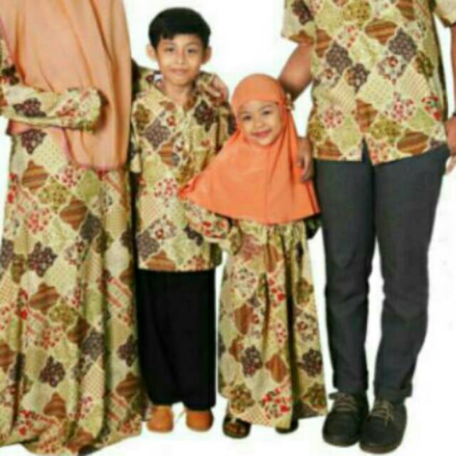 PAKU PAYUNG Couple Koko Gamis Batik Anak Perempuan Lakilaki Muslim Peach Balotelly