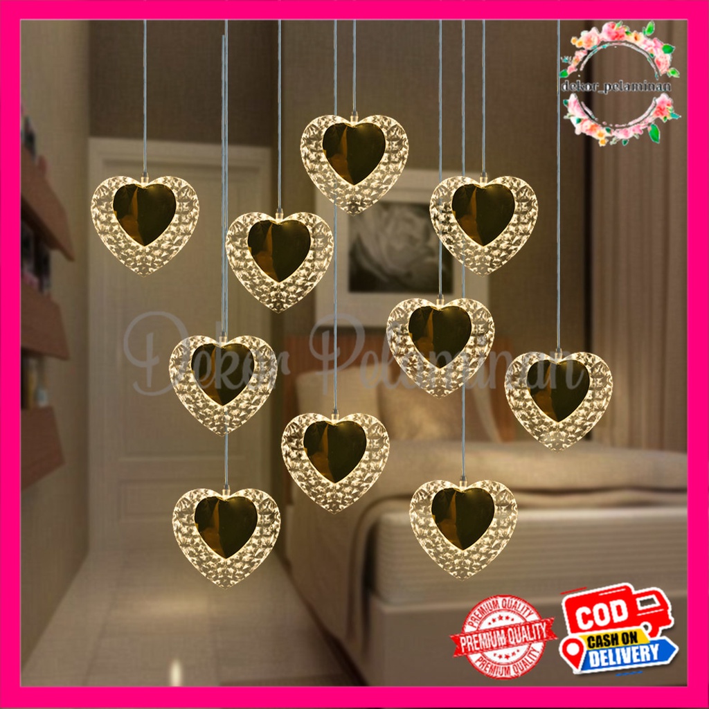 Jual Dekorasi Lampu Love Gantung led 1 set isi 5 / lampu tidur