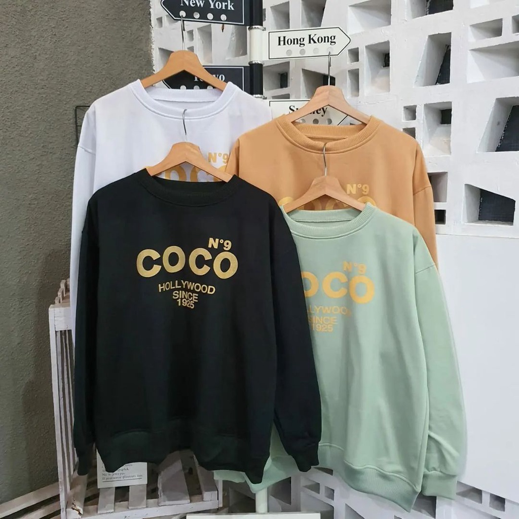 COCO 2XL 3XL Sweater Crewneck Oblong Oversize | Outerwear Pria Wanita Fashion Terkini Korean Style