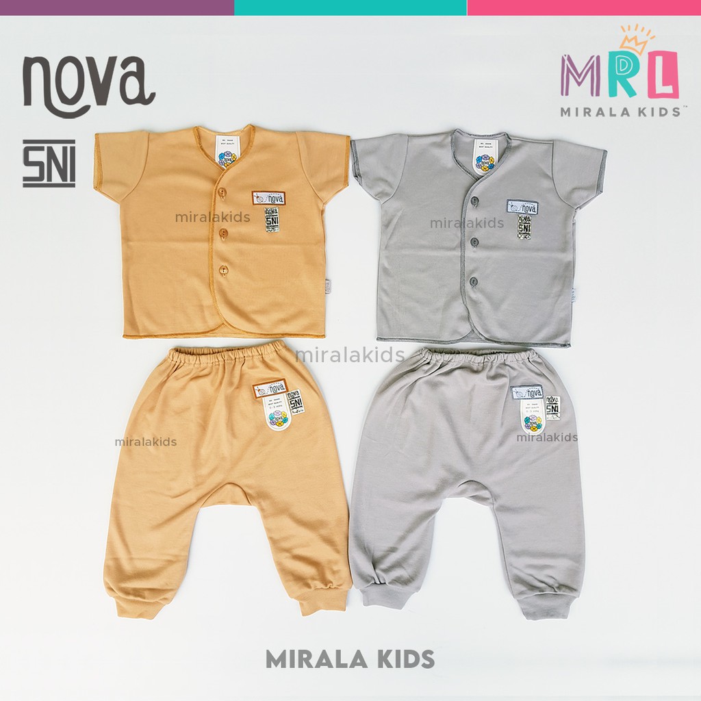 Nova Setelan Baju Pendek dan Celana Panjang Bayi SNI - Abu Coklat Series