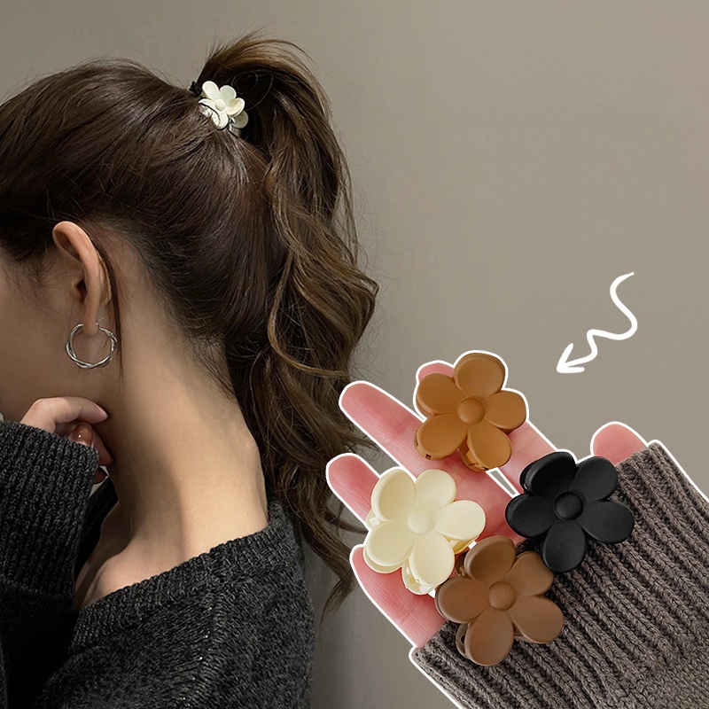 Vintage Warna solid Bunga Jepit Rambut ponytail Tinggi Tetap Ambil Klip Korea Hiasan Rambut