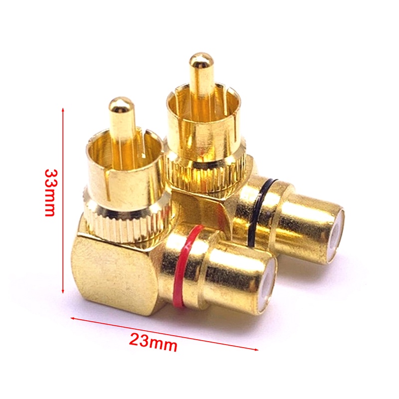 {LUCKID}2Pcs Copper L-shaped RCA right angle elbow 90 degree head signal cable