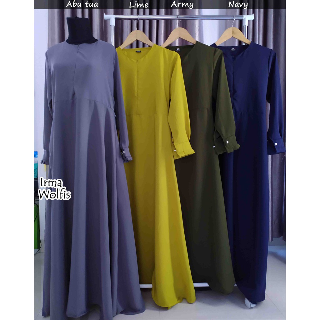 Gamis Basic Wolfis Polos/ Dress Wolfis Basic Syar'i Mewah