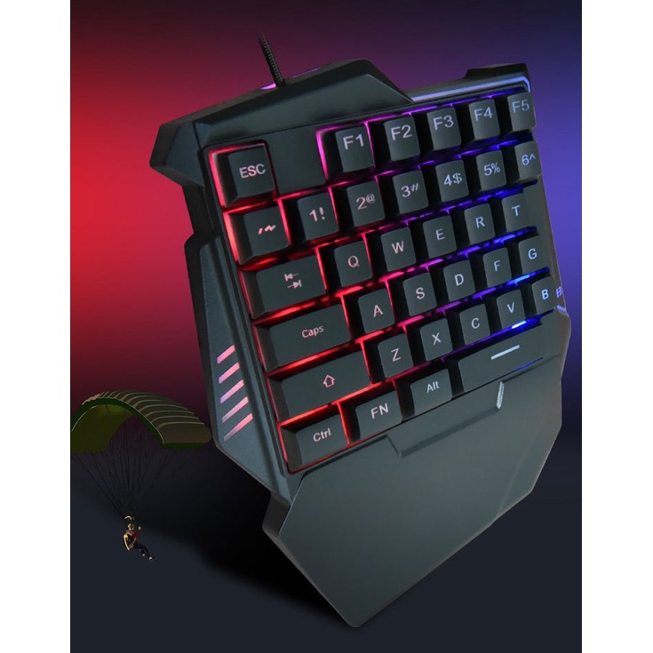 Keyboard Single Hand Gaming Semi Mechanical Rainbow Light Gaming Keyboard