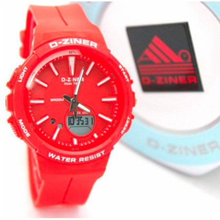 [BAJ] JAM TANGAN SPORT PRIA WANITA DUAL-TIME D-ZINER DZINER DZ-8242 ORIGINAL WATER RESSIST MURAH