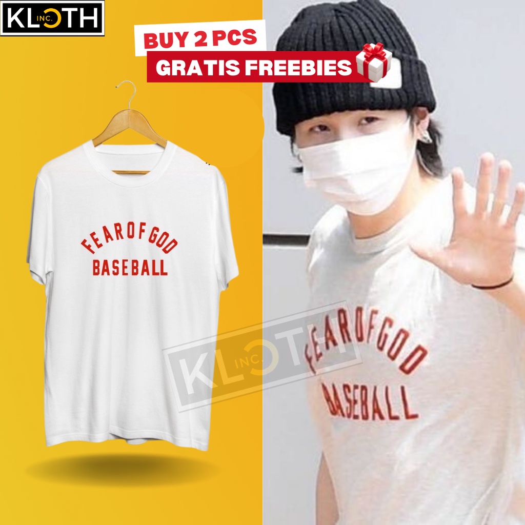 [BTS] Kaos BTS SUGA Fear of God Baseball Cotton 24s Premium Bisa Upgrade Lengan Panjang