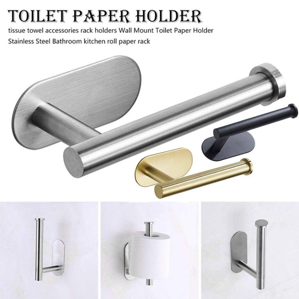 Suyo Toilet Roll Holder Perlengkapan Dapur Kait Perekat Mulus Tanpa Bor Rak Penyimpanan Tempel Dinding