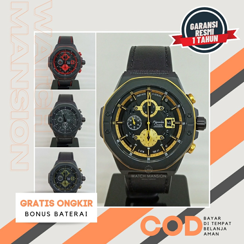 JAM TANGAN PRIA ALEXANDRE CHRISTIE 6597 AC6597 LEATHER STRAP ORIGINAL GARANSI 1 TAHUN