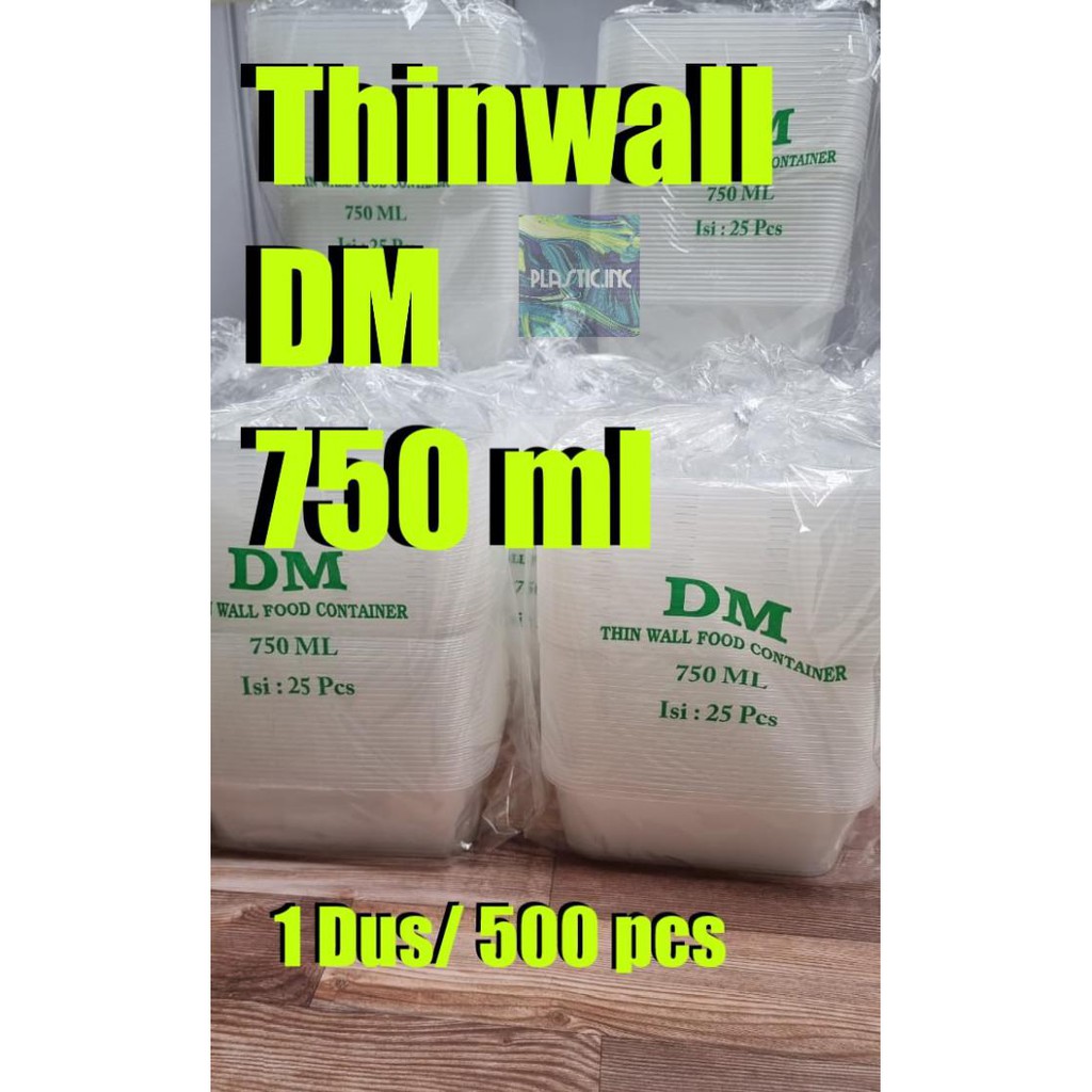 1 Dus-500Pcs/Thinwall 750 Ml/Box Kotak Plastik/Kotak Plastik/Container - Dm 750 Jingkrakk.K