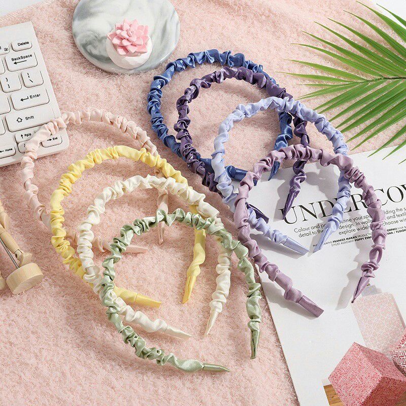 BANDO KOREA KERUT MOTIF POLOS KERUT KECIL / BANDO SCRUNCHIES HEADBAND KOREA PASTEL / BANDO KOREA