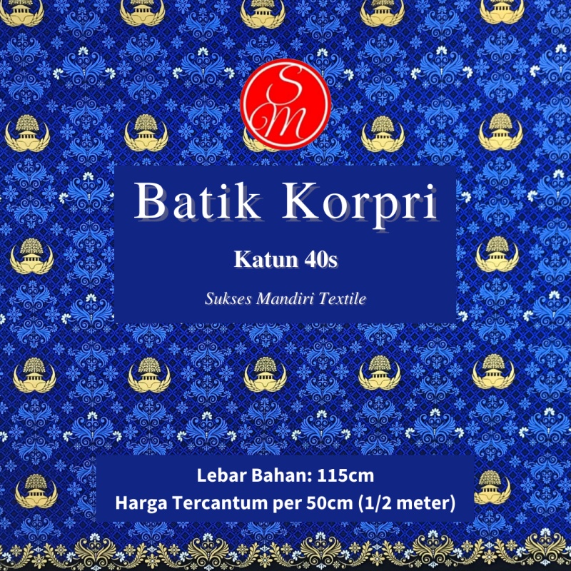 Kain Batik Korpri 40s C40s C40 | Harga ½ meter = 50 cm (Bahan Batik Korpri Aturan Terbaru 2022, Bati