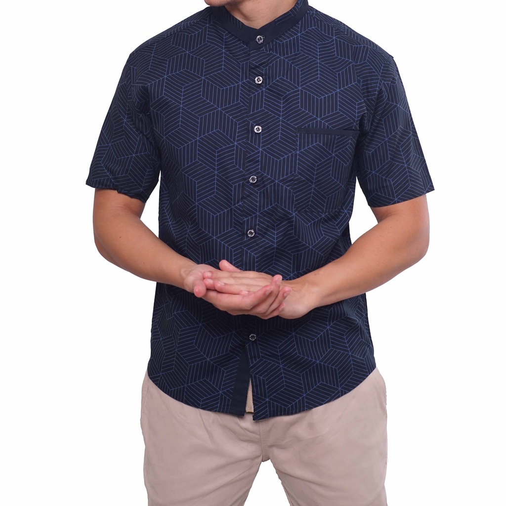 maxmillian kemaja pria bigsize motif abstrak lengan pendek 11280329