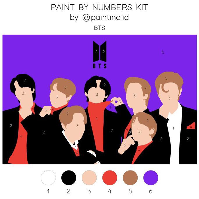 

Paint by Numbers Kit: BTS | Paint Inc. ID | Painting Kit | - Tanpa Kuas