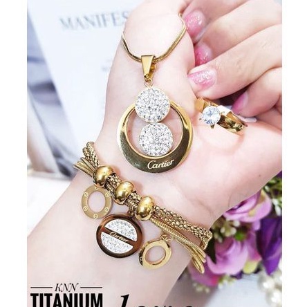 Titanium set perhiasan wanita cantik s133