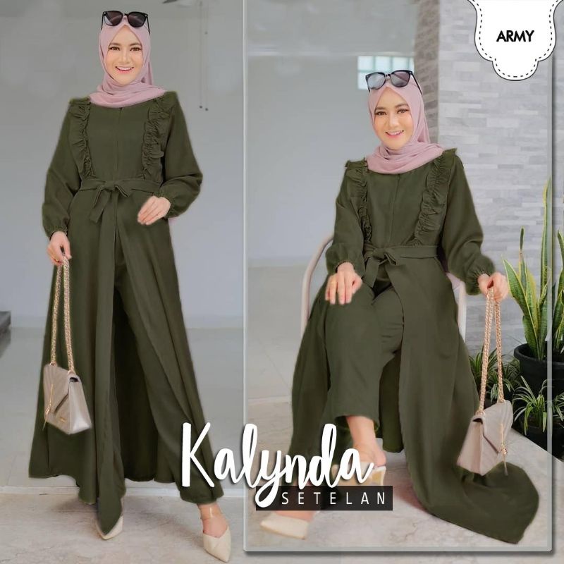 SET CELANA KALYNDA, MOSCREPE, GAMIS HIJAB MUSLIM, SETELAN