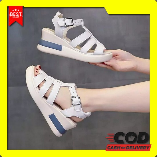Wedges Wanita Kondangan Premium Sendal Fashion Santai Lebaran Remaja J Js 01 Wedges Monica