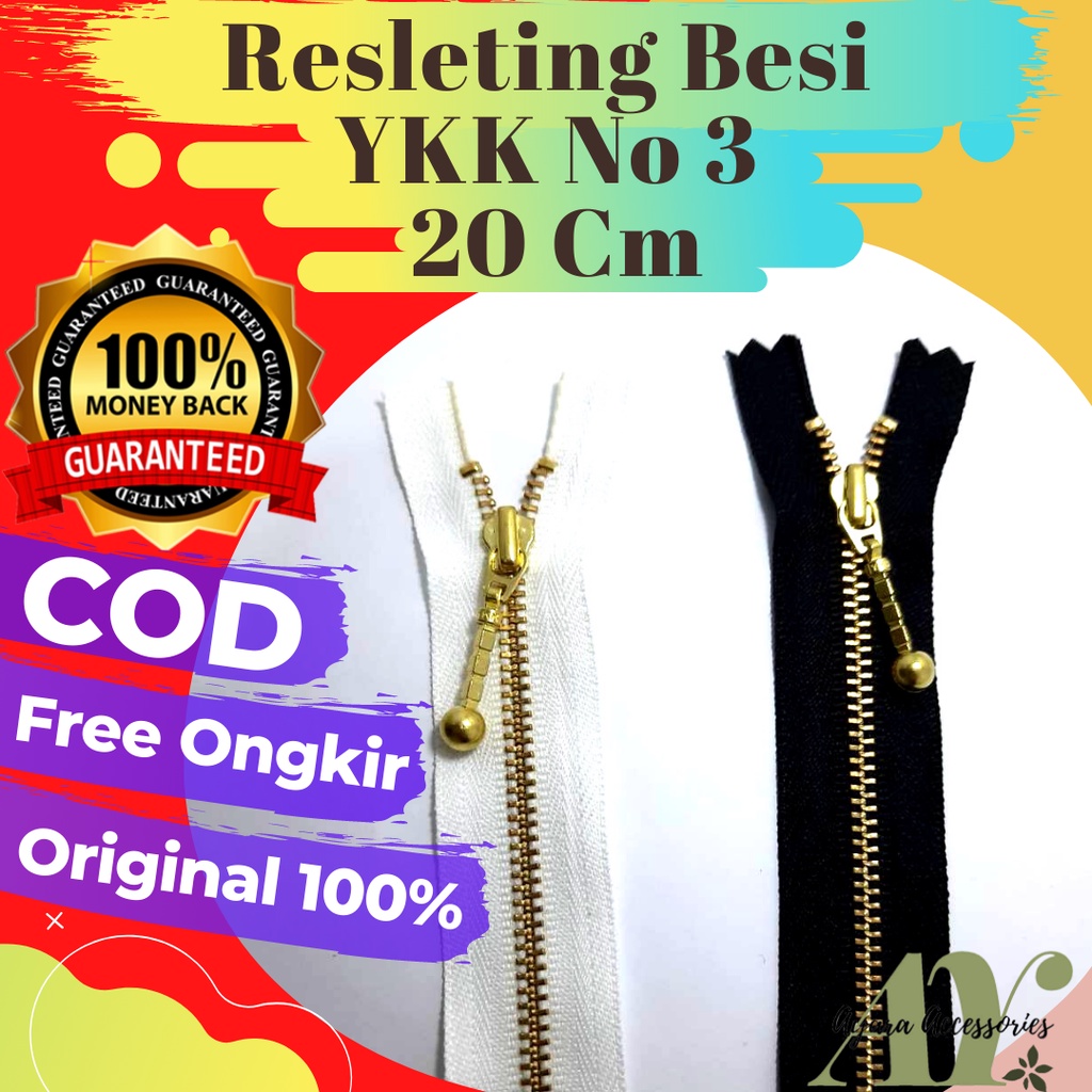 RESLETING SLETING ZIPPER YKK JAKET GIGI BESI NO 3 20 CM