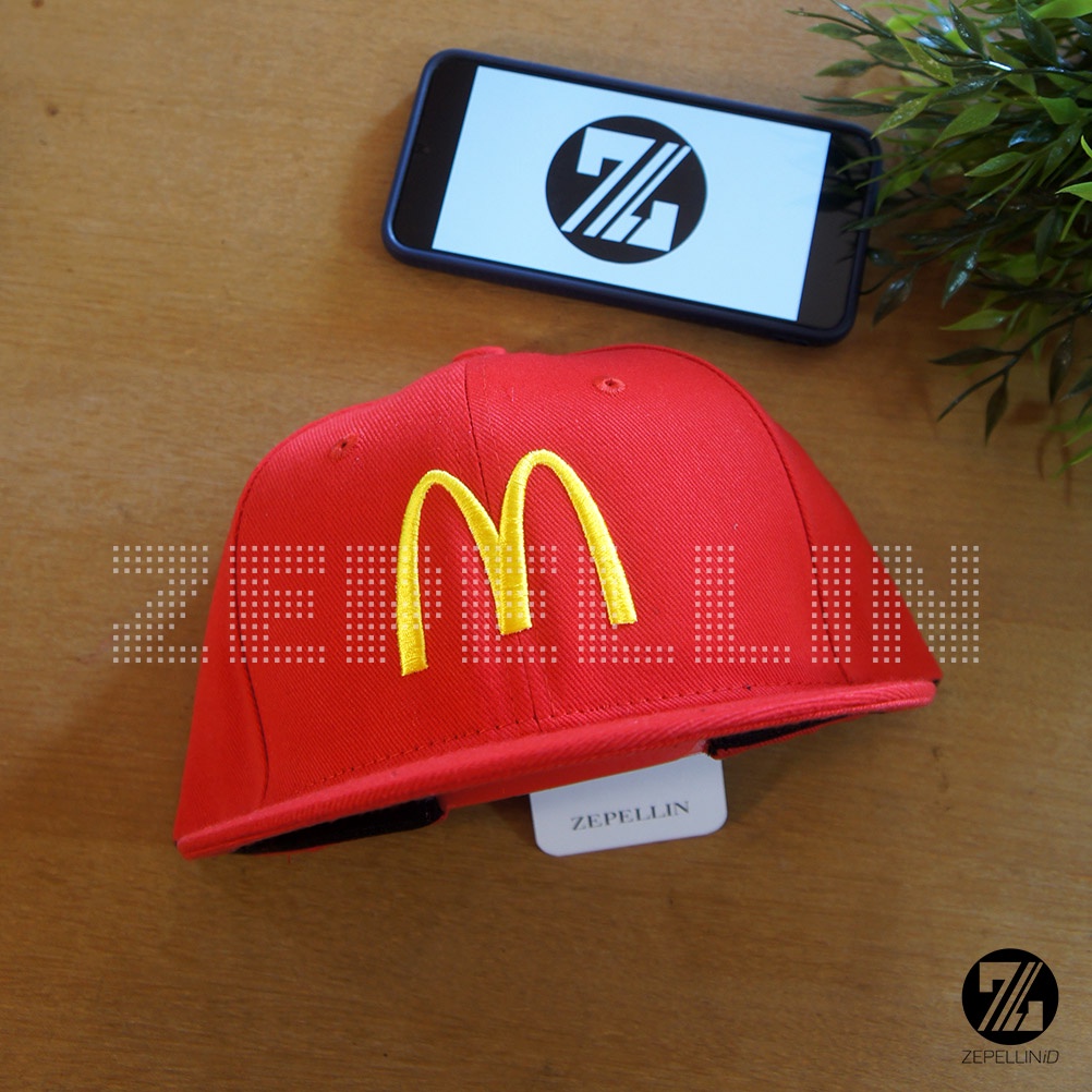 TOPI SNAPBACK CUSTOM BORDIR 3D TIMBUL LOGO MCDONALD'S / MCD