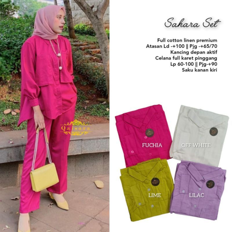 Sahara set-oneset wanita-setelan wanita bahan full katun linen premium by qaisara