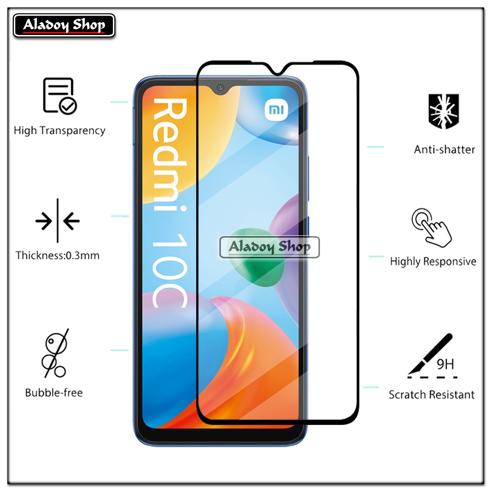 PROMO 3 IN 1 PAKET Tempered Glass XIAOMI REDMI 10C Free Tempered Glass Camera dan Skin Carbon