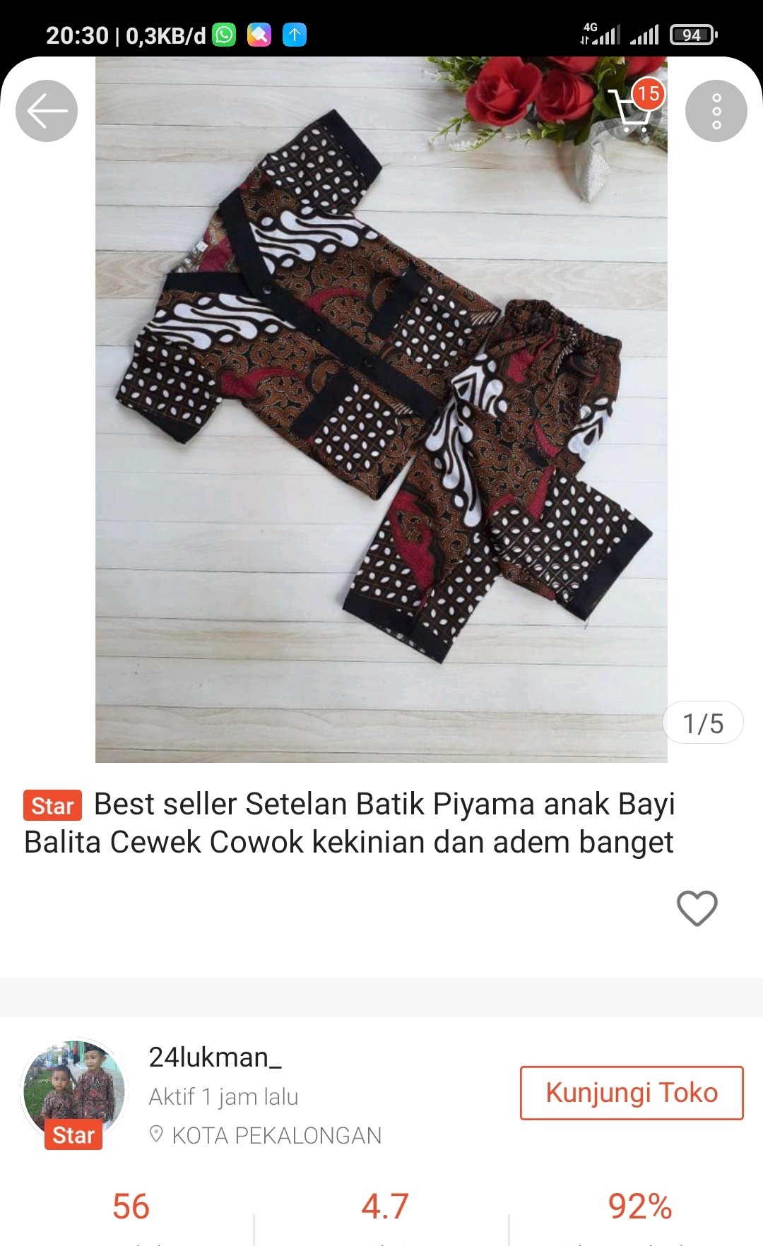 Best Seller Setelan Batik Piyama Anak Bayi Balita Cewek Cowok Kekinian Dan Adem Banget