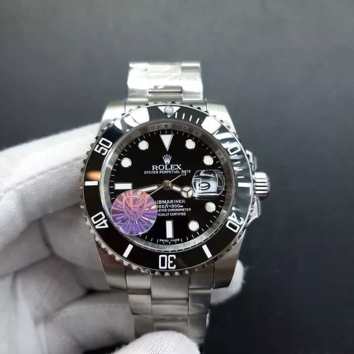 Jam Tangan Pria Mewah ROLEX SUBMARINER SILVER BLACK SUPER GRADE AAA
