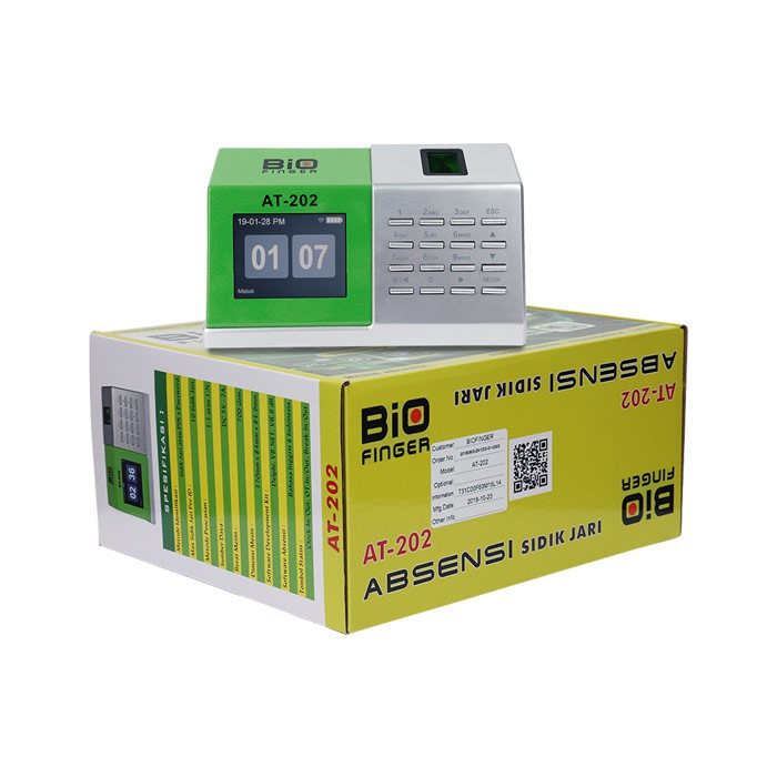 Mesin Absensi Jari BioFinger AT-202, USB Flashdisk, Wireless, Baterai, Excel, Software, Murah