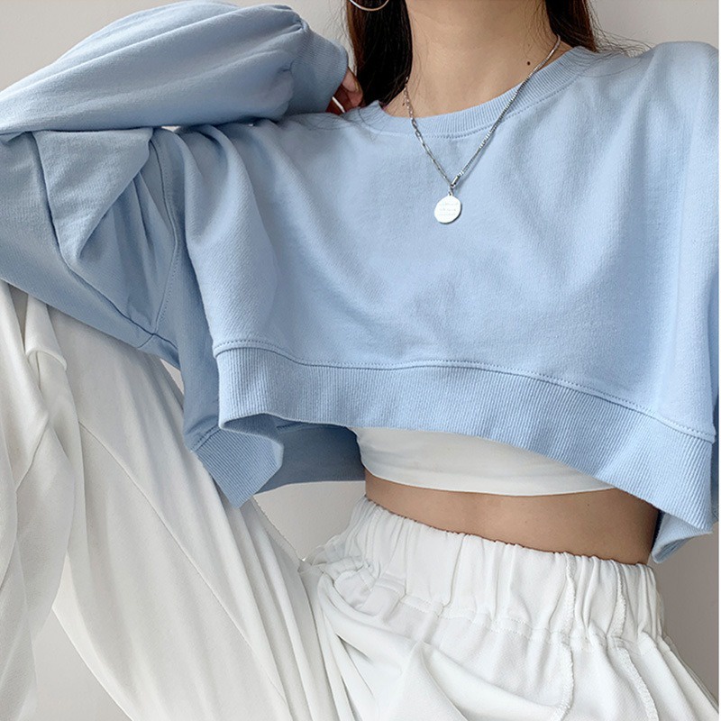 #Sisjuly# Ultra Pendek Lengan Panjang Skala Sweater Pakaian Wanita2022Musim Semi dan Musim Gugur Warna Solid L