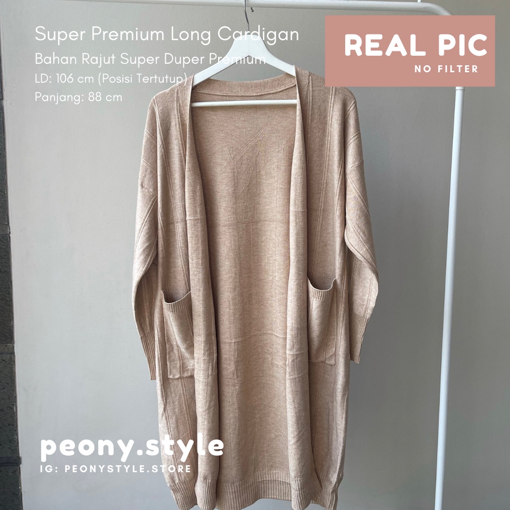 KADIGAN PANJANG RAJUT PREMIUM LENGAN PANJANG POLOS WANITA KOREAN STYLE-Premium Beach