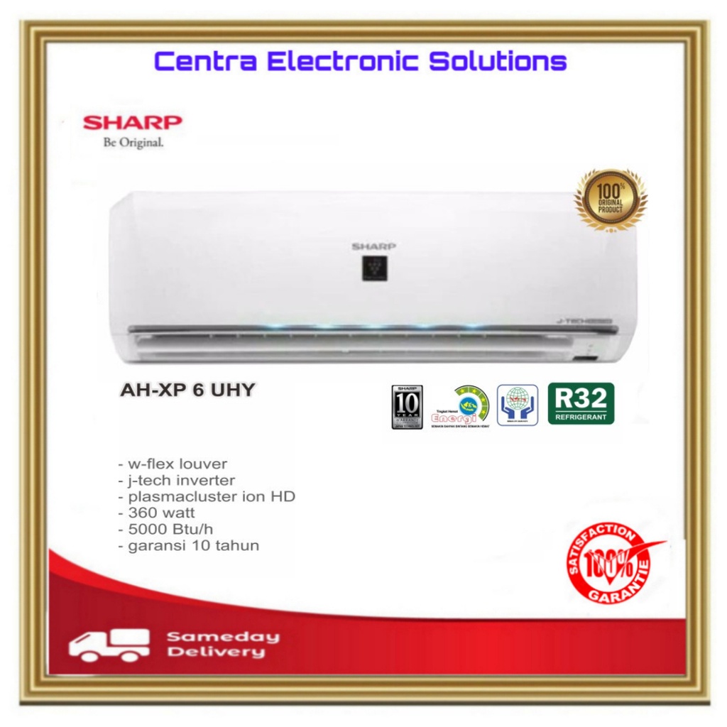 AC Sharp Inverter Plasma 0.5pk AH-XP6UHY AHXP6UHY XP6UHY 6UHY 1/2pk - Unit Only