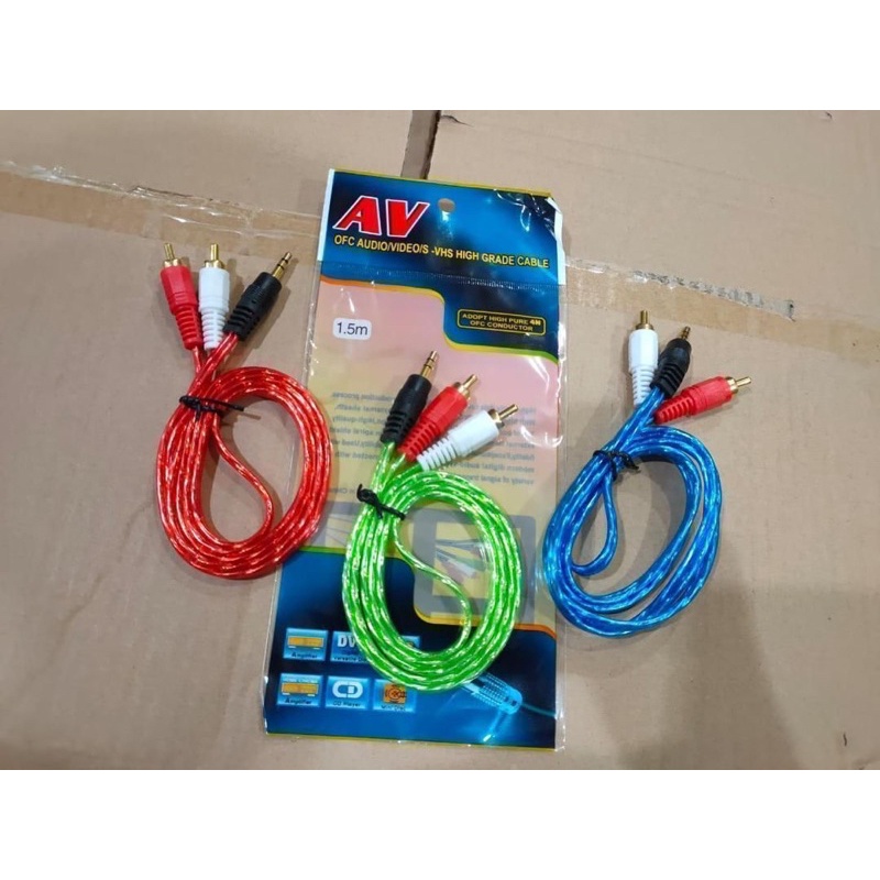 Jual kabel jack salon ke hp Aux transparan 2in1 1.5 meter dan 1meter