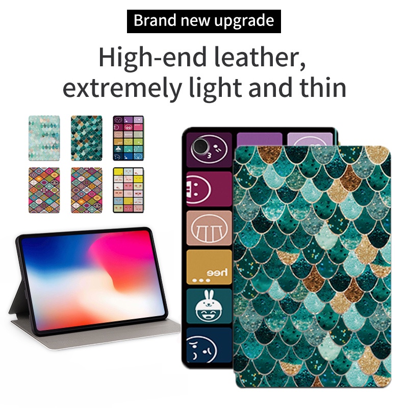 Cover Tablet Untuk Samsung Galaxy Tab A8 10.5 (2021) SM-X200 SM-X205 Flip Leather Case Fashion Fancy Color Lattice Series Stand Casing