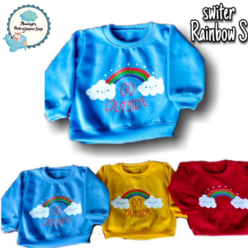 Sweater bayi murah motif rainbow / Baju hangat bayi / Atasan bayi murah / Baju bayi murah