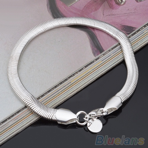 Gelang Rantai Ular Lapis Silver Ukuran 6mm Dengan Gesper Lobster Untuk Unisex