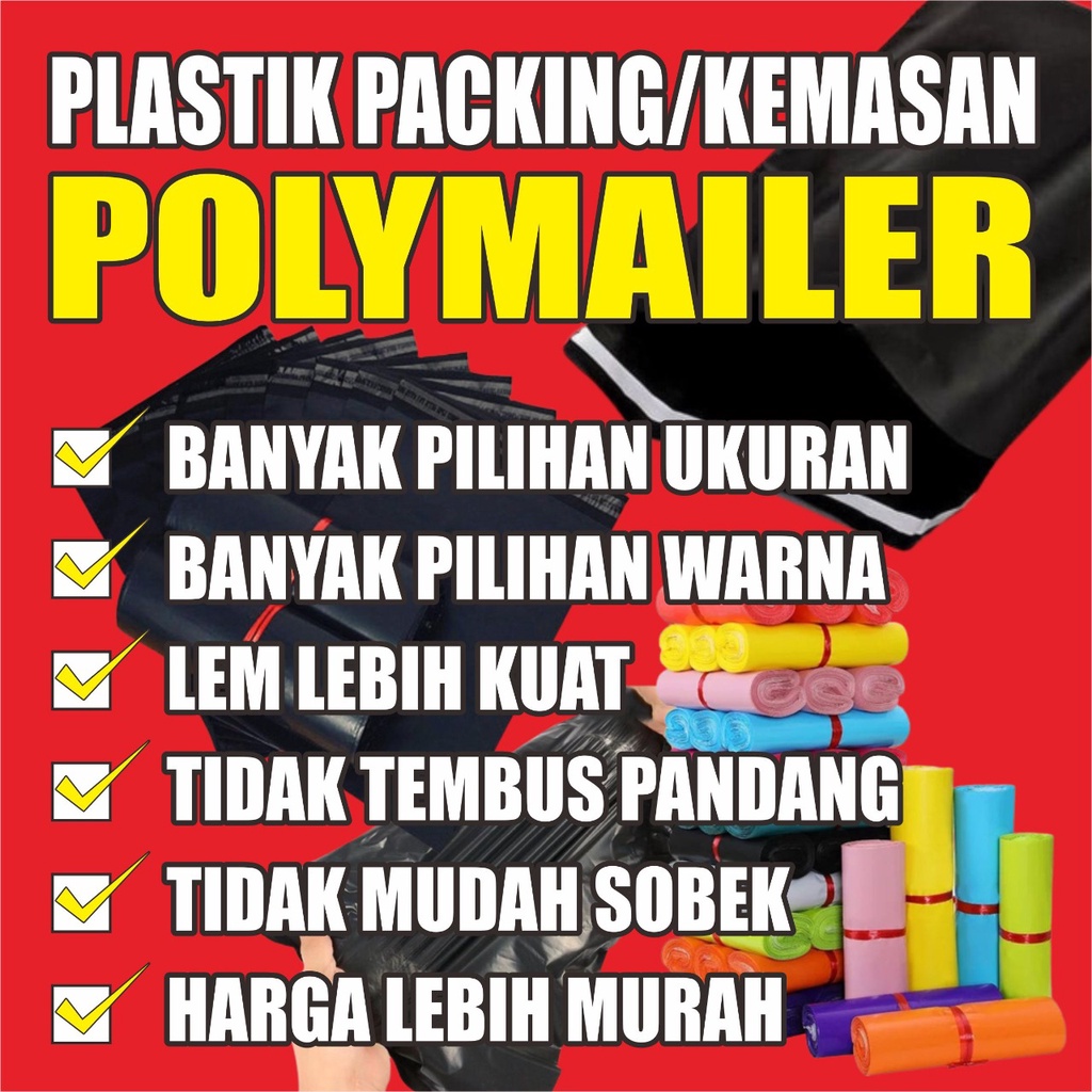 plastik packing or plastik polymailer LDPE ukuran 25x35 economis isi 100pcs