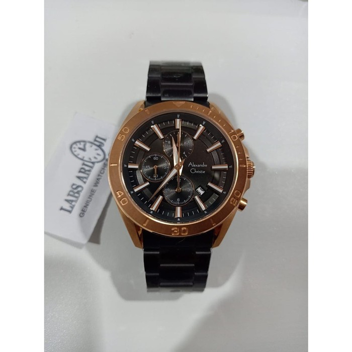 Jam Tangan Pria Alexandre Christie AC6525 AC 6525 Rosegold Black Original Bergaransi Resmi 1 Tahun