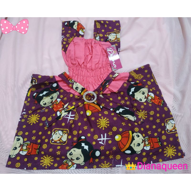 Daster batik afika gesper tanpa lengan, dress anak perempuan motif Murah