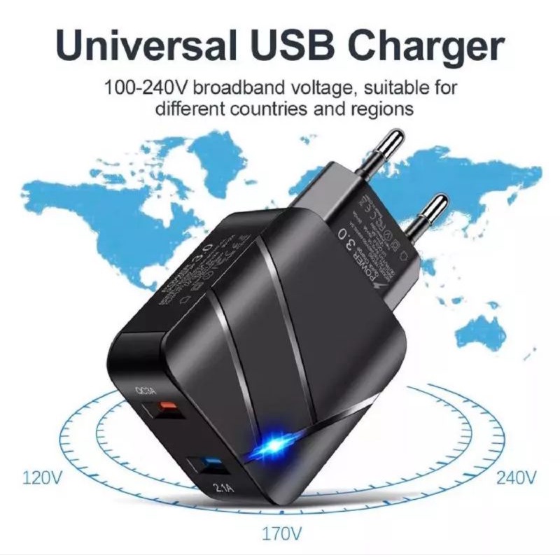 Joyseus T6 USB Charger Dual Port 28W Fast Charging With Cable Micro Type C iPhone Lightning