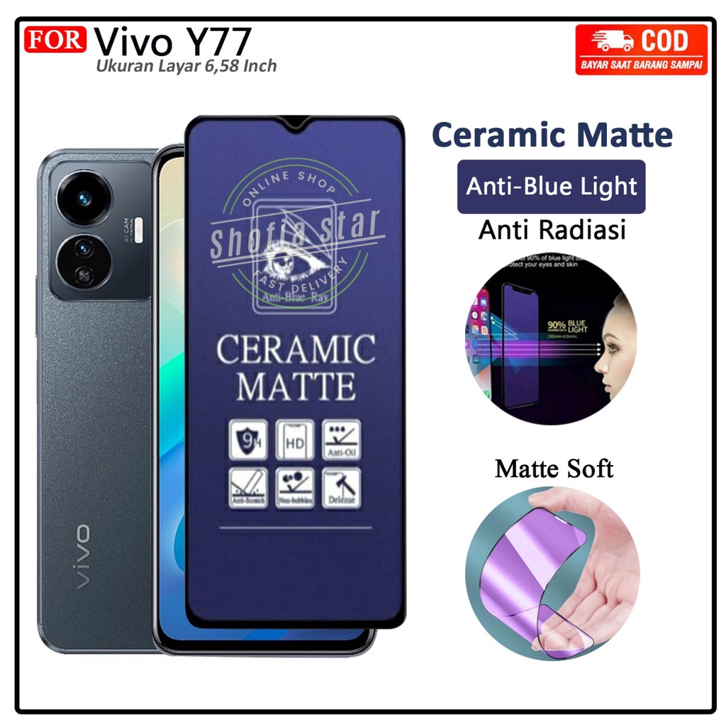 Anti Gores Ceramik Blue Light Vivo Y77 Antii Radiasi Kaca Full Cover