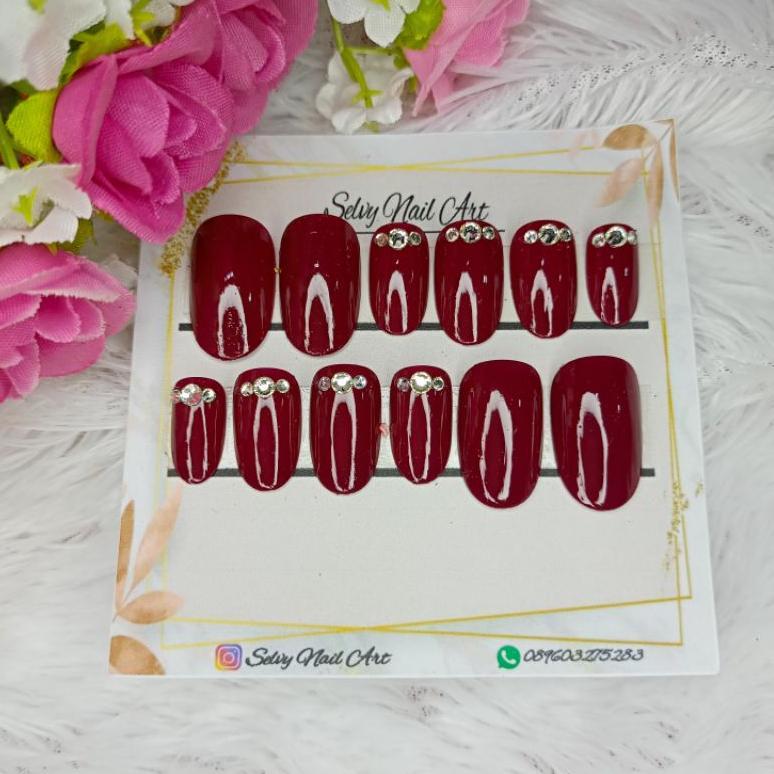 kuku palsu wedding / Kupal wedding 3D / Kuku Palsu Wedding merah maroon - TLU.22Jn22ᵛ