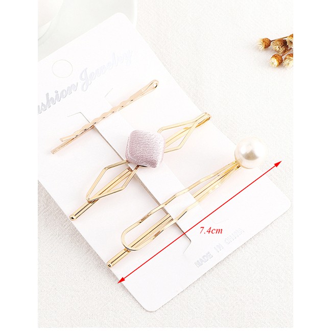 LRC Jepit Rambut Fashion Gold Pearl Hair Clip Set Y61539