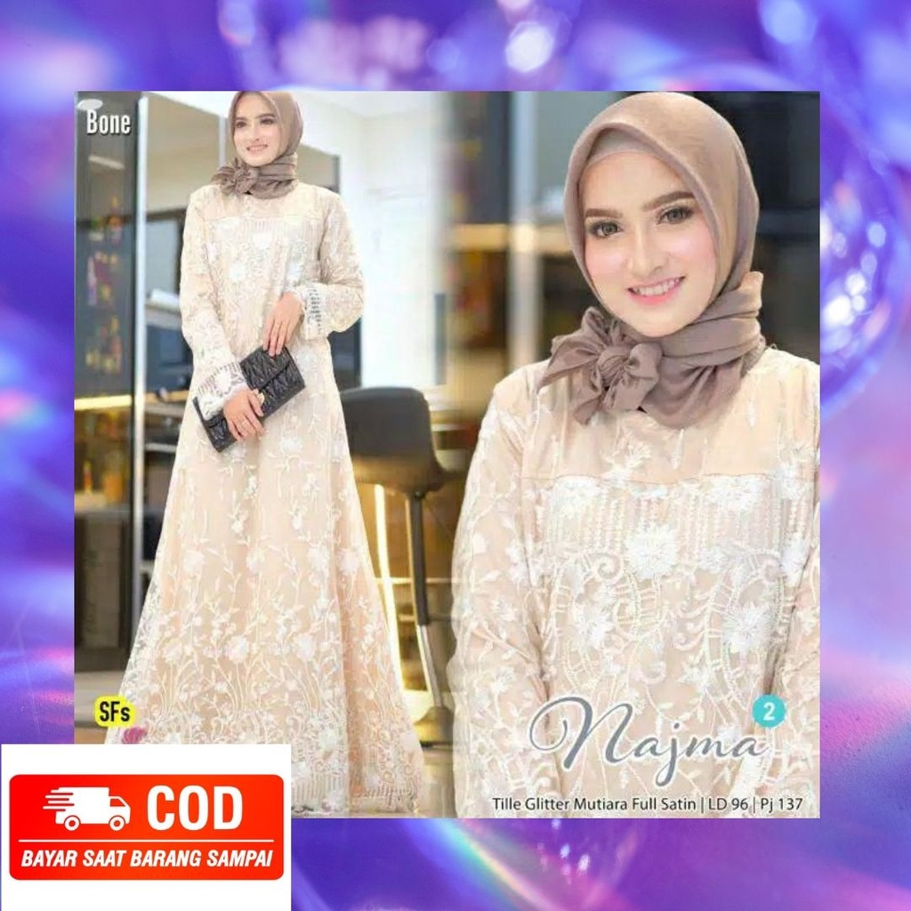 TERMURAH GAMIS WANITA NAJMA TERLARIS BISA COD / Gamis Syar'i / Gamis brokat terbaru 2021 REMAJA / RE